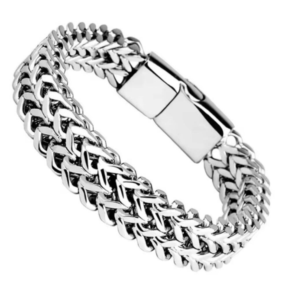 Silver Plated Braided Chain Bracelet 10mm Men's Fashion Birthday Anniversary